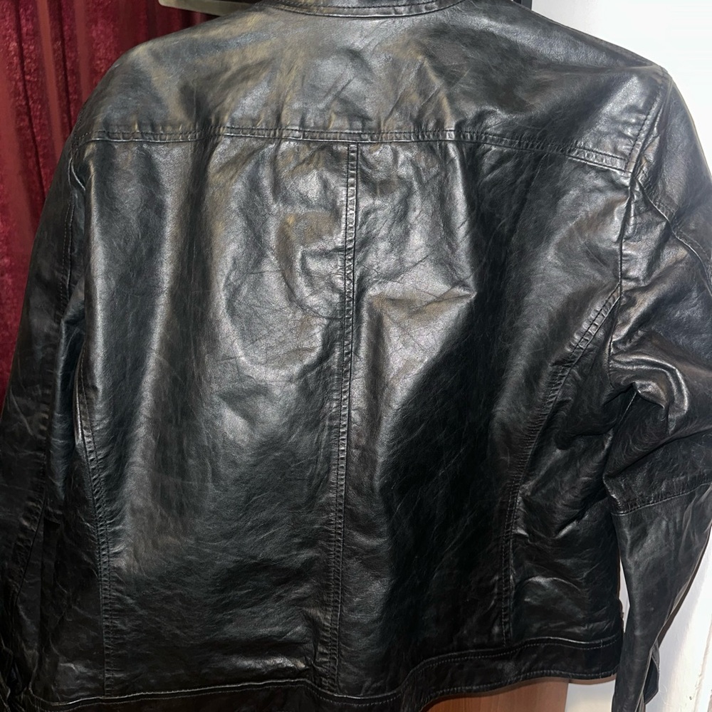 Gap Black Leather Bomber Jacket - image 6